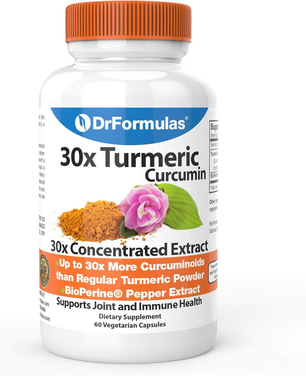DrFormulas 30x Turmeric Curcumin Extract 1500mg Capsules with Black Pepper - 60 Capsules