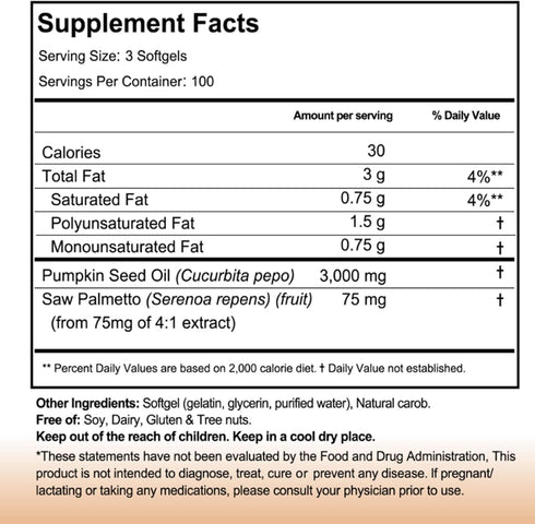 Wvnscl 3000mg Pumpkin Seed Oil Capsules for Hair Growth, Pumpkin Seed Oil with Saw Palmetto, Softgels Supports Hair
