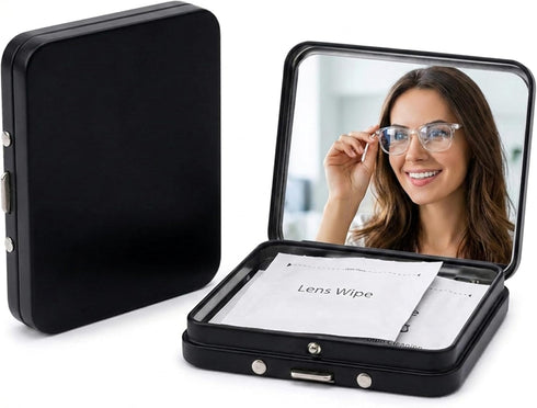 LIGHUFEIC Travel Lens Wipes Storage Case with Mirror- 2 Pack Portable Tin Box