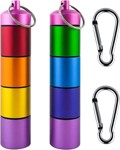 Small Portable Metal Pill Organizer Case Keychain, Waterproof Travel Pill Box Holder, Aluminum Alloy Container for