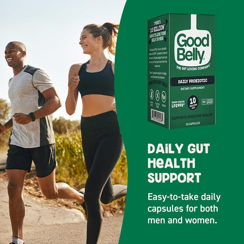 GoodBelly Probiotic Capsules for Digestive Health | Vegan Supplement with 10 Billion Live Cultures | 30 Capsules for