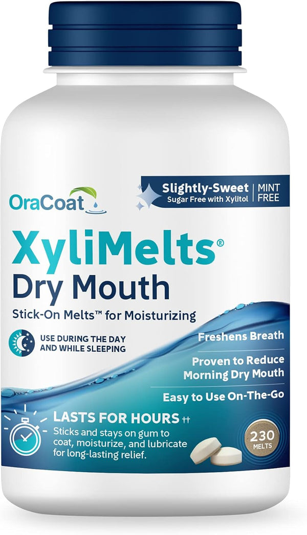 Oracoat XyliMelts Dry Mouth Relief Oral Adhering Discs, Non-Acidic, Time Release for up to 8 Hours, 230 Count