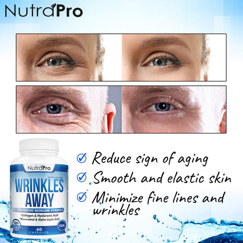 NutraPro Anti Wrinkle and Ageless Skin Vitamins - Skin Repair Complex with Collagen, Resveratrol, & Hyaluronic Acid