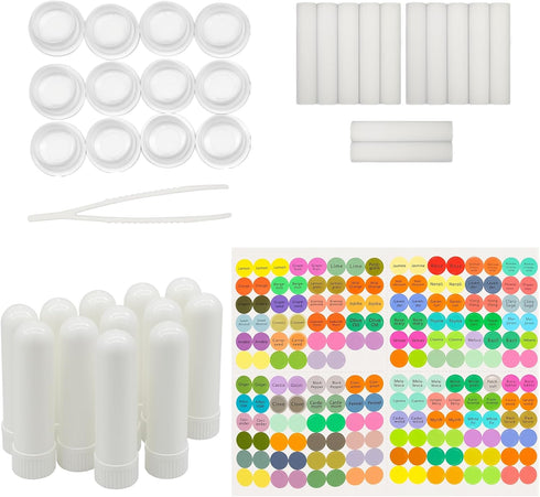 IFINTECHNO 12 Pcs White Refillable Nasal Inhalers, Eco-Friendly PP Plastic Personal Aromatherapy Inhaler