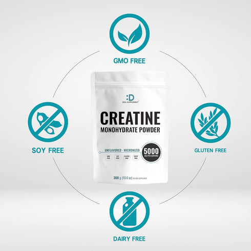 Creatine Monohydrate Powder 300 Grams (60 Servings), Unflavored, Micronized Creatine Powder, Vegan, Keto, Non-GMO