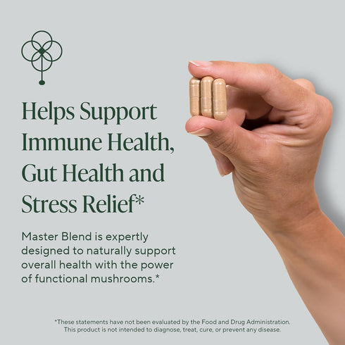 Om Master Blend Mushroom Capsules, Organic Supplement with 10 Mushrooms and Ashwagandha, 84 Count