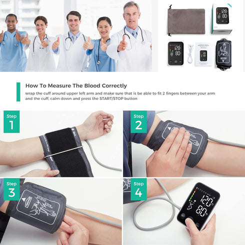Blood Pressure Monitor for Home Use, Upper Arm BP Machine with 2x120 Reading Memory, Adjustable Cuff & Storage Bag