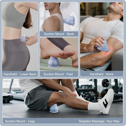 Mini Hands-Free Muscle Massager with Heat & Vibration, Compact Deep Tissue Trigger Point Recovery Massager with Suction
