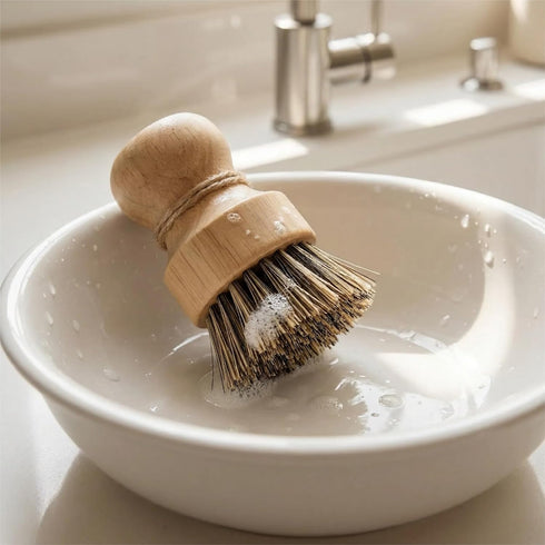 Set, 3 Pack Wooden Dish Scrub Brush - Natural Fiber Kitchen Dish Scrubber for Cleaning Pots, Sink, Tableware