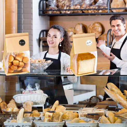 WKNGM 50PCS Bread,Sourdough,Cookie,Muffin,Bagels(5.1 3.9 11 Inches) Paper Bread Bags, Bread Bags for Homemade Bread