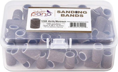 PANA 100 Pieces Nail Sanding Bands, Professional Nail Manicure for Acrylic Nails, 150 Grit, Brown