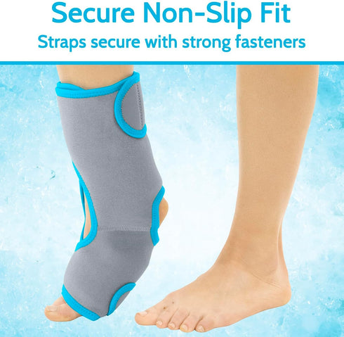 Pack Inflammation, Vive Ankle Ice Wrap - Foot Cold/Hot Compression Brace - Adjustable Freeze Support
