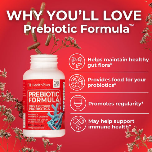Health Plus Prebiotic Formula, Probiotics + Digestive Enzymes, 180 Capsules