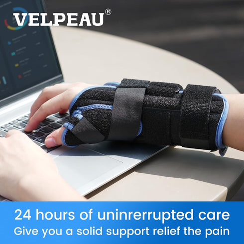 Velpeau Carpal Tunnel Wrist Brace with Thumb Stabilizer Night Support, Completely Stabilizes Wrist Thumb Joint, Pain