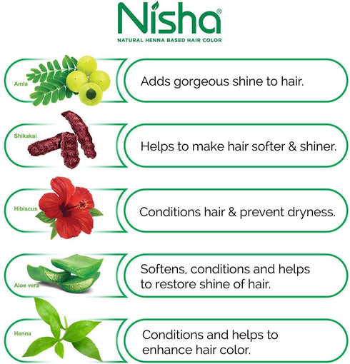 Nisha Henna Based Color Dye for Hair - Natural Black, 0.3 Ounce (Pack of 6)