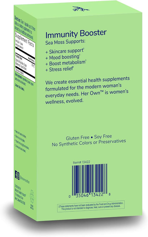 Her Own Irish Sea Moss Capsules, Burdock Root, Bladderwrack, Detox, Metabolism, Immune Support, Skin Health, Natural Joint Support, Nutrient Rich Superfood High in Minerals, 60 Count