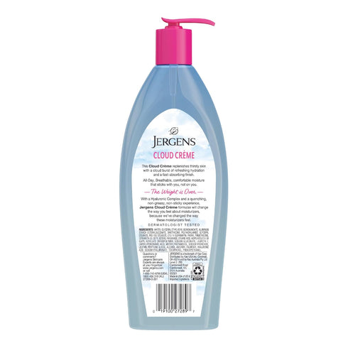 Jergens Cloud Creme Breathable Body Lotion, 13 oz, Fast-Absorbing Hydrating Moisturizer, Paraben-Free
