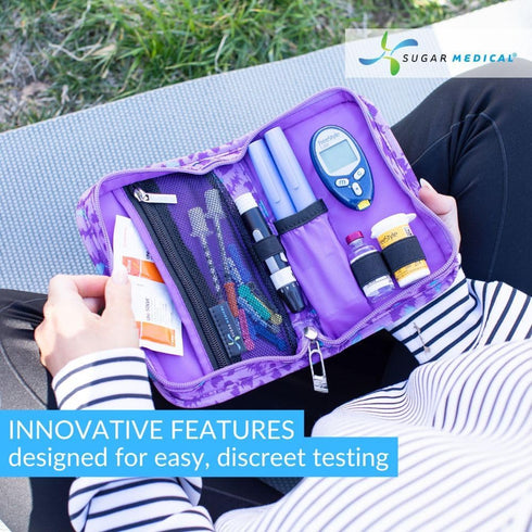Sugar Medical Diabetes Supply Case | Medical Supplies Travel Bag | Glucose Meter Organizer | Diabetic Care Products |