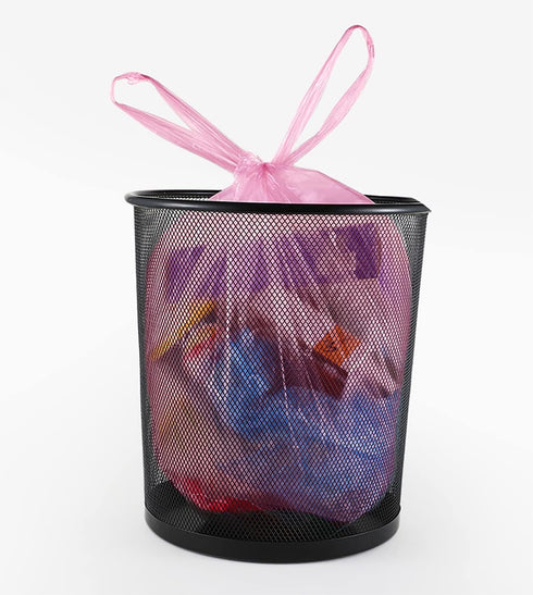 4 Gallon Bathroom Trash Bags, Pink, 15 Rolls / 300 Counts, Small Handles Garbage Bags