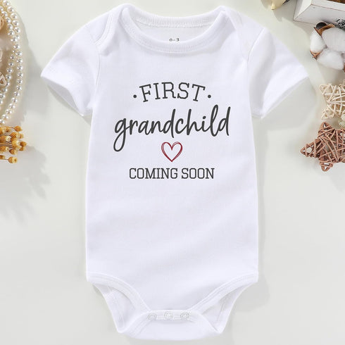 KEDFQV first grandchild coming soon grandparents pregnancy announcement Baby Bodysuits