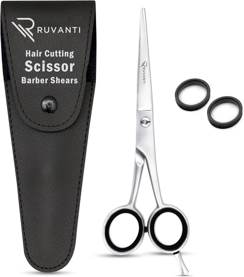 Ruvanti Hair Cutting Scissors - Professional Barber Shears for Salon & Home Use, Sharp Stainless Steel Blades