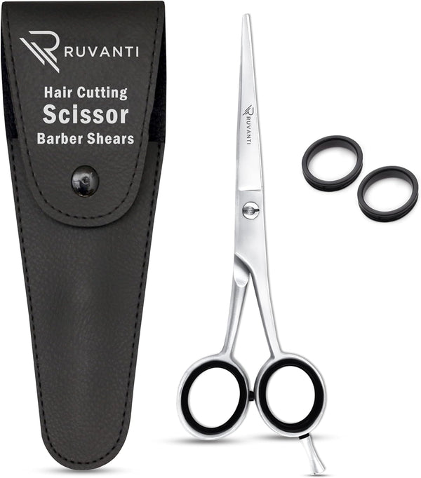 Ruvanti Hair Cutting Scissors - Professional Barber Shears for Salon & Home Use, Sharp Stainless Steel Blades