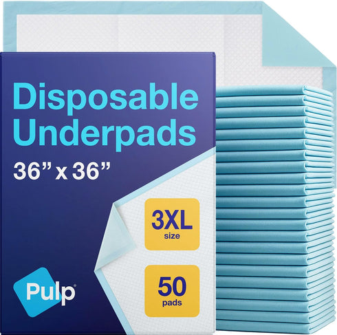 Pulp 50 x Incontinence Underpads 36" x 36" | XXXL Bed Pads Disposable
