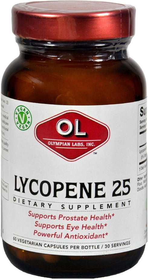 Olympian Labs Lycopene 25mg, Powerful Antioxidant for Eye, Prostate & Heart Health, Gluten Free, 60 Vegan Capsules