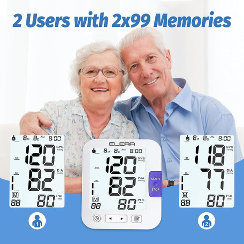 Large Screen Blood Pressure Monitor, ELERA Extra Large Cuff 13-21" BP Machine for Home Use