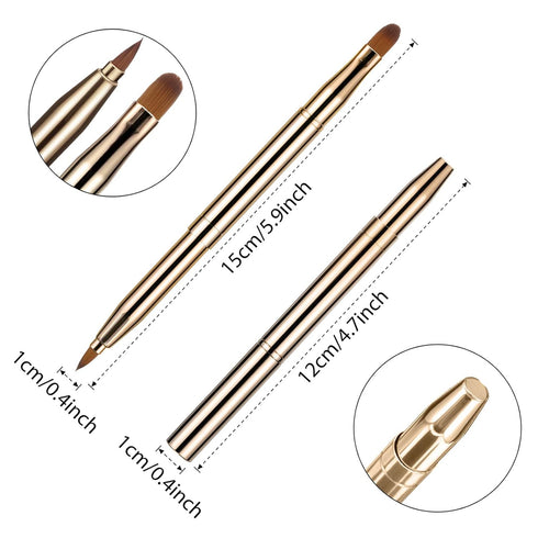 TOODOO 3 Pieces Retractable Lip Brush, Dual-ended Foundation Makeup Brush with Cap Travel Applicators