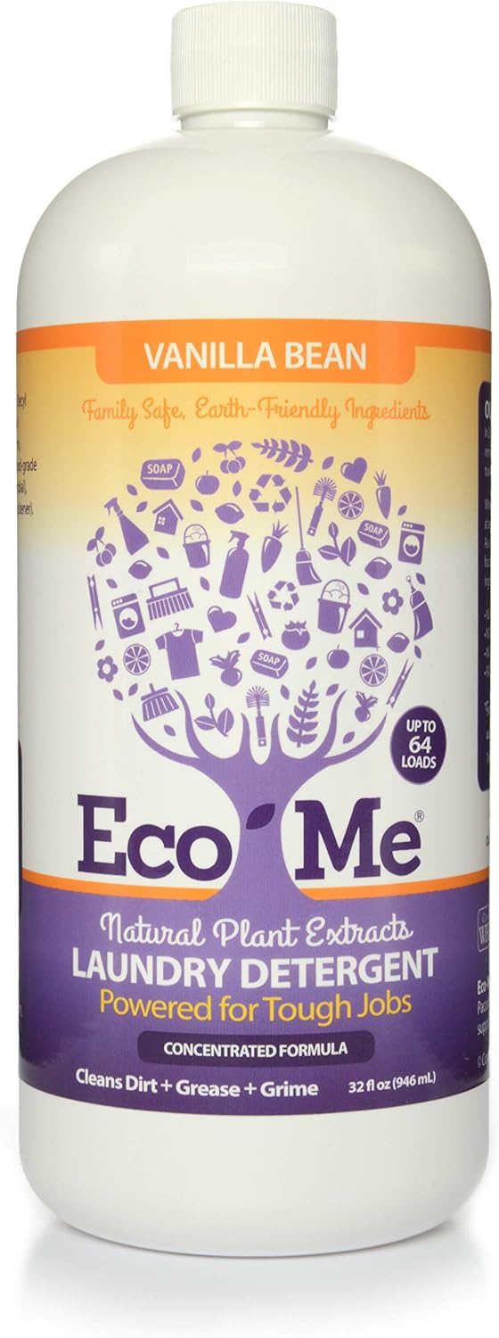 Eco-me Plant Based Concentrated Laundry Detergent, 32 Fl Oz (Pack of 1) | Clear, Vanilla
