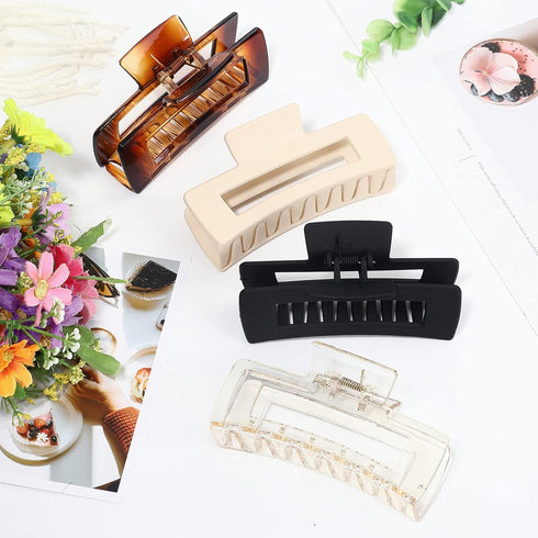 Sisiaipu 12 Pcs Large Hair Accessories, Jumbo Square Jaw Clips for Thick Hair, Bulk Clips for Women