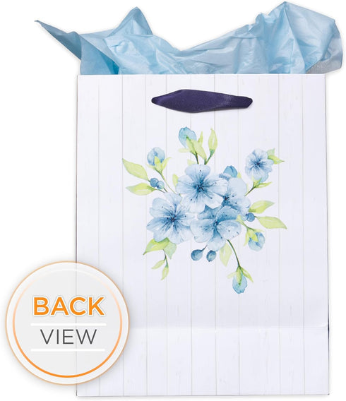 Set 27:9 Christian Art Gifts Gift Bag/Tissue Paper A Sweet Friend Proverbs Bible Verse, Blue Floral, Medium