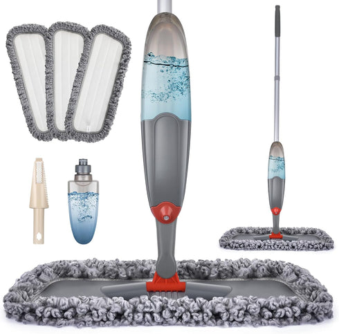 Domi-patrol Spray Mop for Floor Cleaning, Microfiber Floor Mop Dry Wet Mop with 3 Washable Mop Pads & Refillable