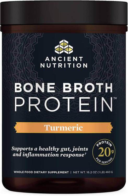 Ancient Nutrition Bone Broth Protein Powder - Turmeric, 20g Protein Per Serving, 20 Serving Tub, Gluten Free