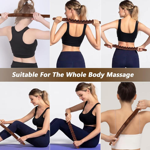 WYJTPONE Tools,31 (31beads) Guasha Wood Massage Stick Beads Back Massage Roller Stick,Lymphatic Drainage Massager