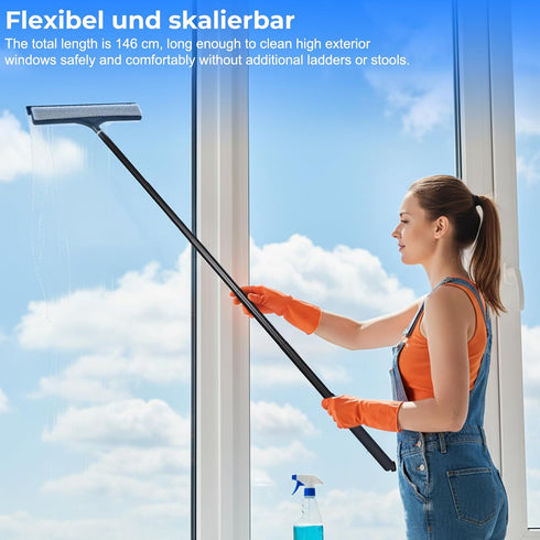 wlich Shower Squeegee with Long Handle, Telescoping Window and Floor Extendable Squeegee for Shower Glass, Bathroom