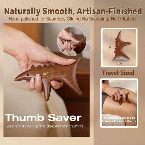 Set Wooden Gua Sha Tool with Rose Essential Oil, Trigger Point & Acupressure Massage Tool for Deep Tissue Muscle