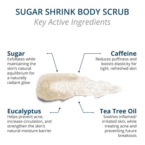 Visha Skincare 4 in 1 Sugar Shrink Body Scrub, 10 oz - Multi-tasking Exfoliating Scrub for Smooth and Soft Skin
