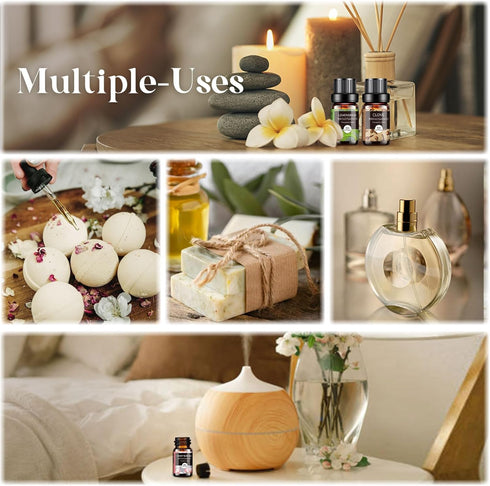 Set 32x5ml Essential Oils - Pure Aromatherapy Essential Oils Kit for Diffuser, Humidifier, Aromatherapy, Massage, Skin