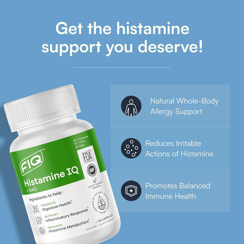 FIQ - Histamine IQ - Diamine Oxidase Supplement for Histamine & Immune Support - 60 Capsules