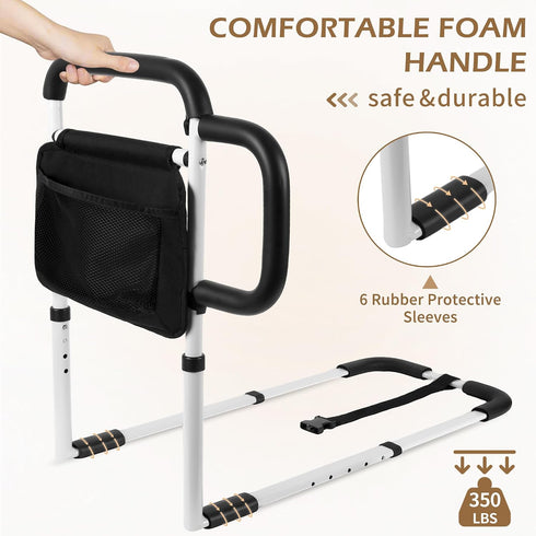 NobrNyanT Bed Rails Grab Bar Bed Handrails for Elderly Adults Safety, Bed Cane for Seniors with Foam Handle and Storage