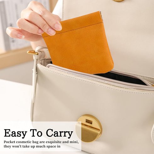 8 Pcs Small Waterproof Makeup Bag for Purse, Portable Pocket Cosmetic Bag with 7" Squeeze Top Glasses Case, No Zipper