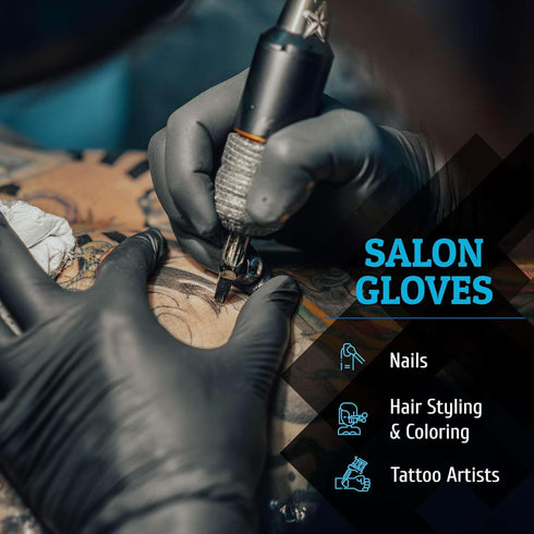 Hand-E Touch Black Nitrile Disposable Gloves - Latex Free BBQ, Tattoo, Hair Dye, Cooking, Mechanic Gloves