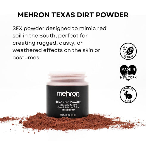 Mehron Texas Dirt Special Effects Makeup Powder, Medium, 0.75 oz