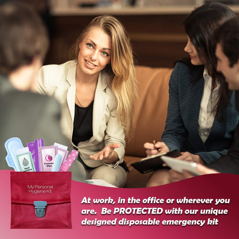Menstrual Kit All-in-One, Convenience on The Go, Single Period Kit for Travelling, Red Purse