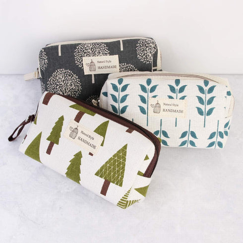 RIAH FASHION Portable Travel Clutch Cosmetic Pouch Bag, Toiletry Organizer Purse - Stripe, Floral, Plaid, Cork