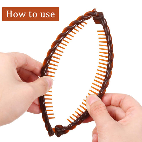 WILLBOND 6 Pieces Banana Hair Clip, Fishtail Fish Shape Clincher Combs for Women Hair (Black, Brown)