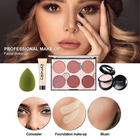 MISS ROSE M All In One Full Makeup Kit, Multipurpose Women's Makeup Set for Beginners and Professionals (Black)