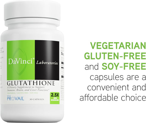 DAVINCI Labs Glutathione - 30 Vegetarian Capsules for Immune System, Brain Health, Digestive Health Support